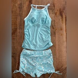 Aqua Tank Top and Skirt Set